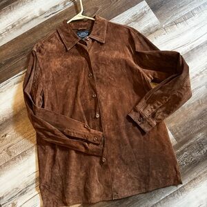 Y2k Brown Suede Button-Up Shirt
